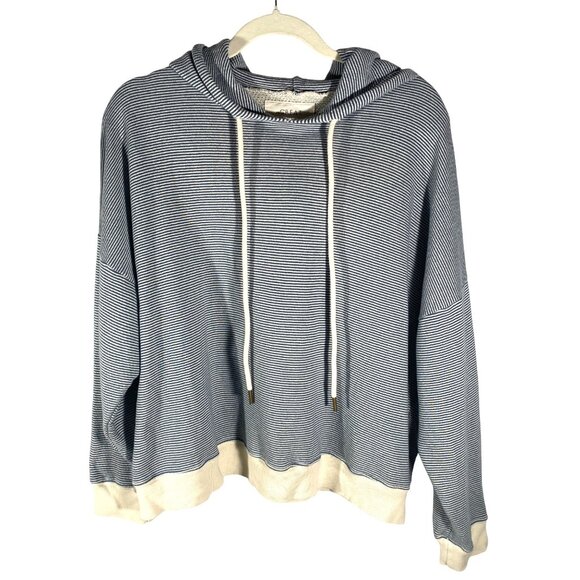 The Great Salt Water Stripe Teammate Hoodie Size 2 Cotton Blue & White oversized - Picture 2 of 9